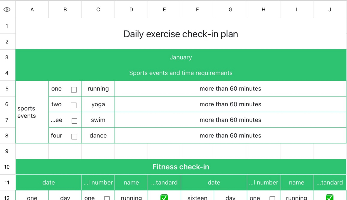 Daily exercise check-in plan